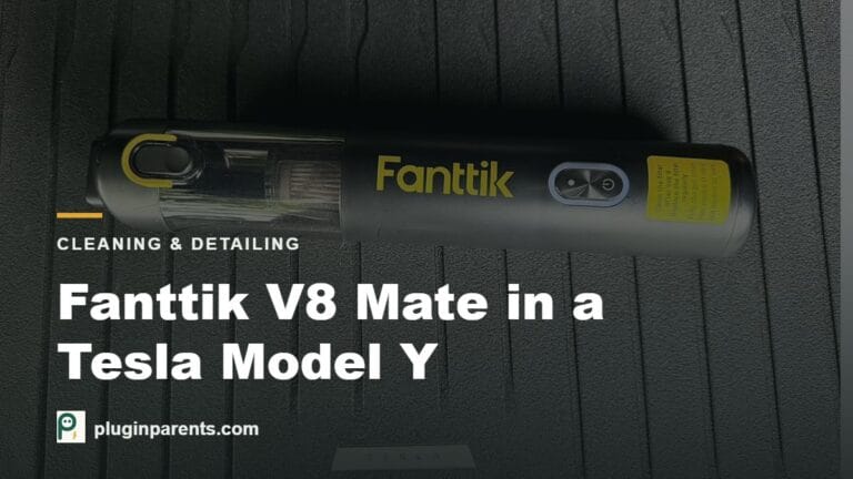 Fanttik V8 Mate vacuum in our Tesla Model Y