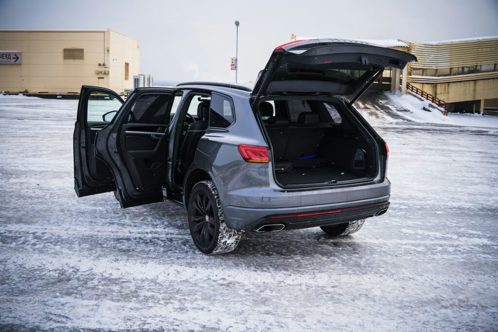 Open SUV trunk showing empty cargo space ready for organizers