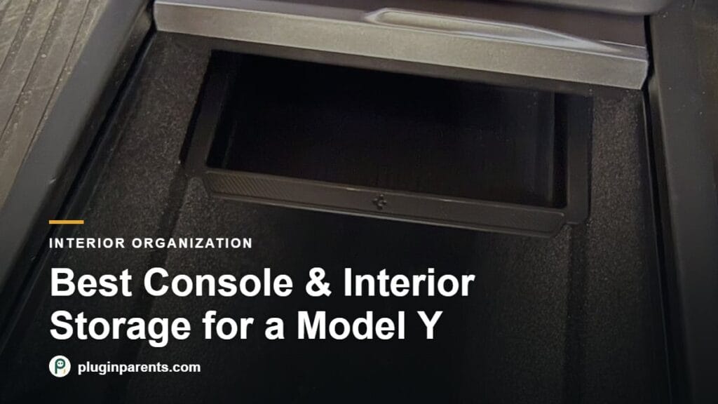 Spigen center console organizer tray in a Tesla Model Y