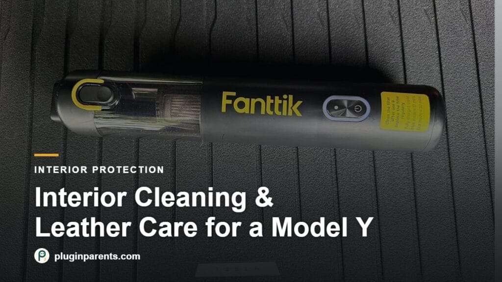 Fanttik V8 Mate cordless vacuum in a Tesla Model Y