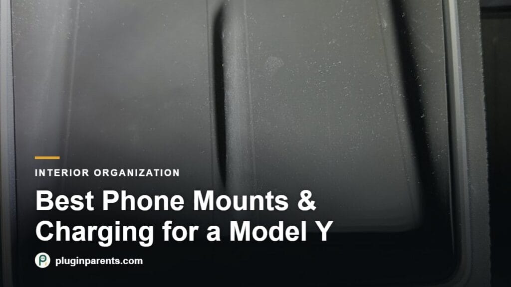 Spigen wireless charging pad cover installed in a Tesla Model Y